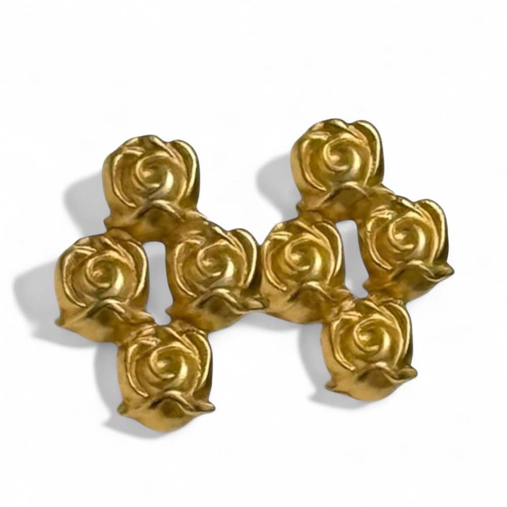 Golden Rose Cluster Studd Back Vintage Earrings